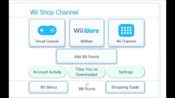 Wii Shop Channel, tela inicial