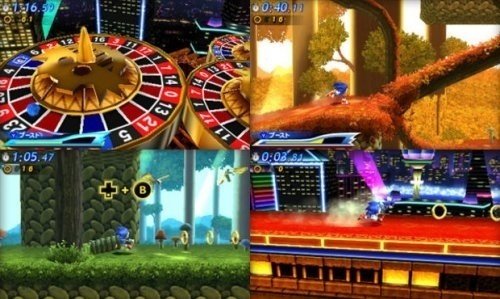 Montagem com fases diversas de Sonic Generations 3DS