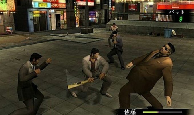 Cena de luta do jogo Yakuza 2 para Playstation 2