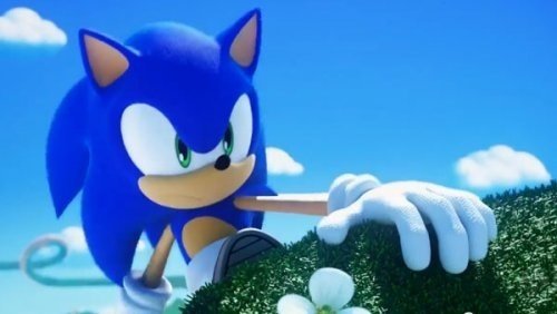 Imagem de Sonic escalando um morro gramado