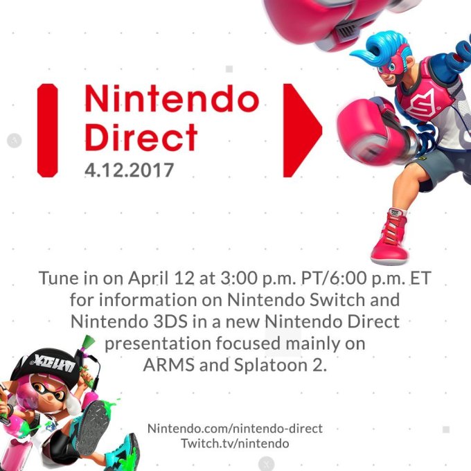 Anúncio do próximo Nintendo Direct focado em Arms e Splatoon 2