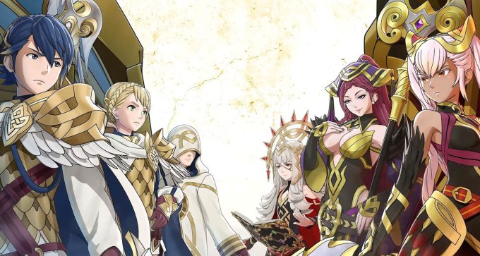 Imagem com vários personagens de Fire Emblem Heroes se confrontando