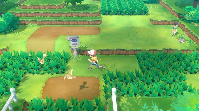 Personagem andando pelo mapa em Pokémon Let’s Go, Pikachu!