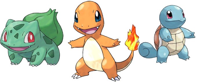 Pokémon, trio inicial