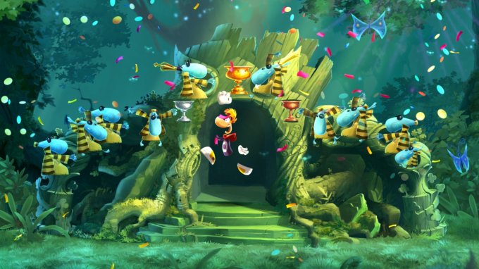 Rayman comemorando término da fase