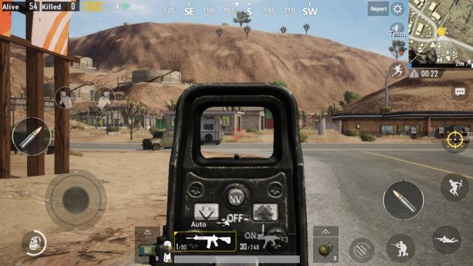 Jogador mirando em PlayerUnknown Battlegrownds Mobile